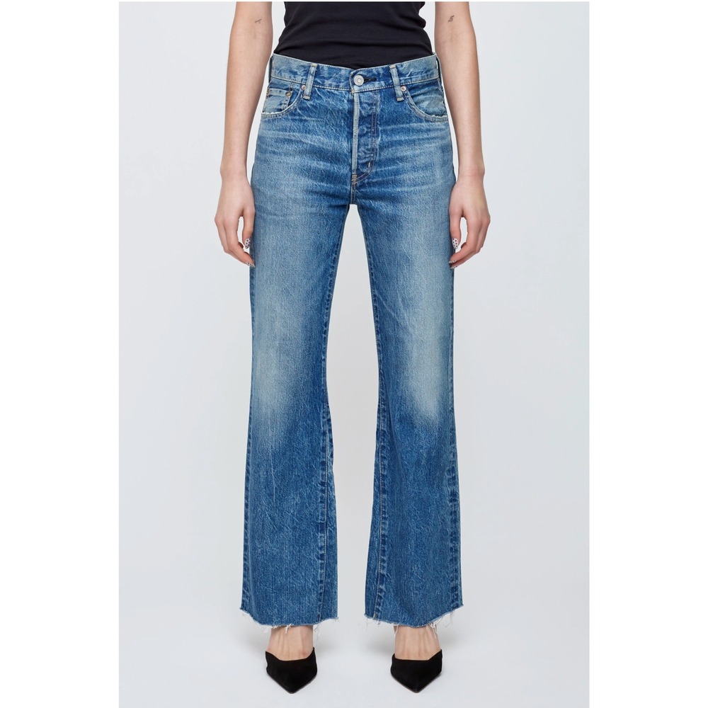 MOUSSY VINTAGE REMAKE FLARE - Atlantis Distressed Jeans Blue Size 26 Japan